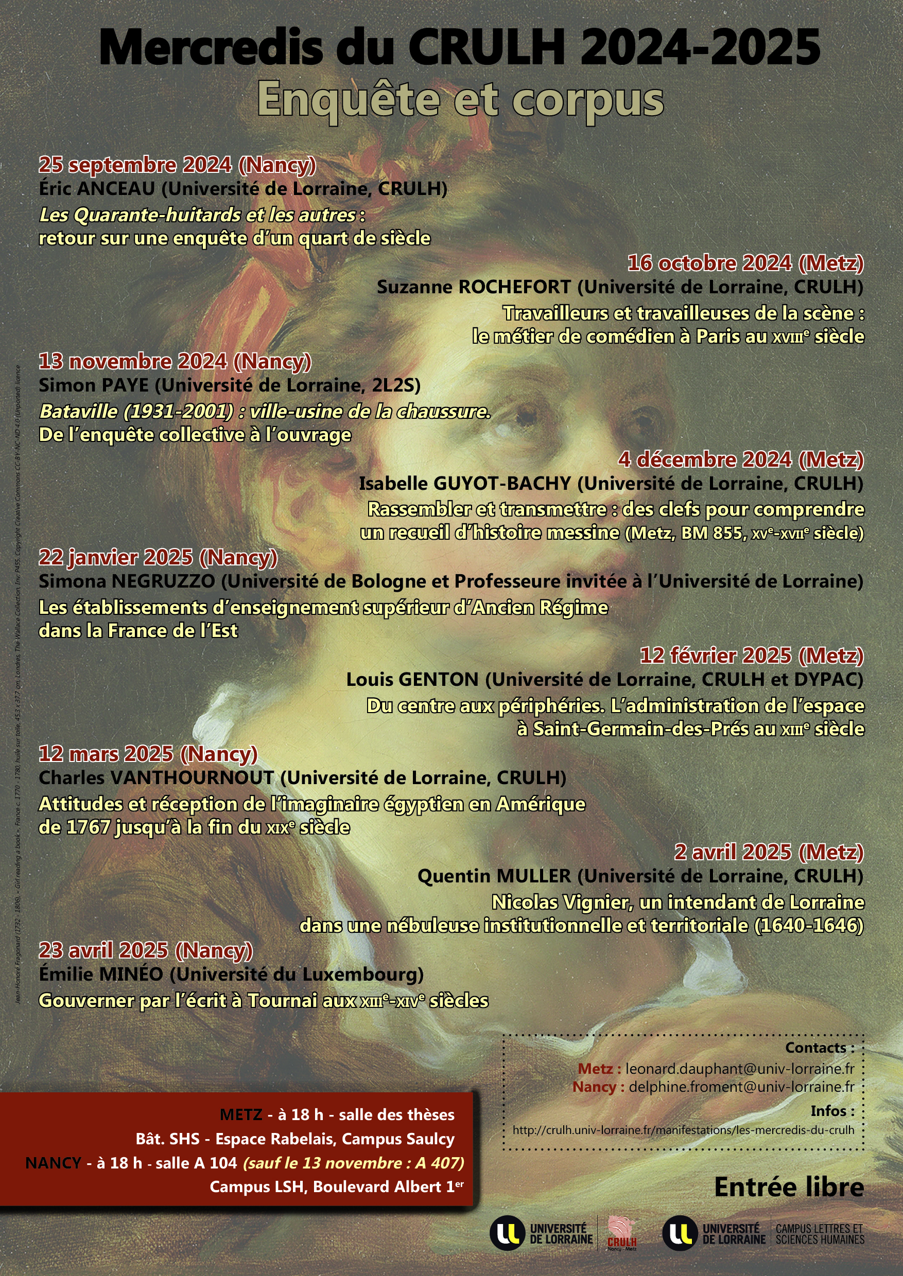 affiche programme mercredis du CRULH